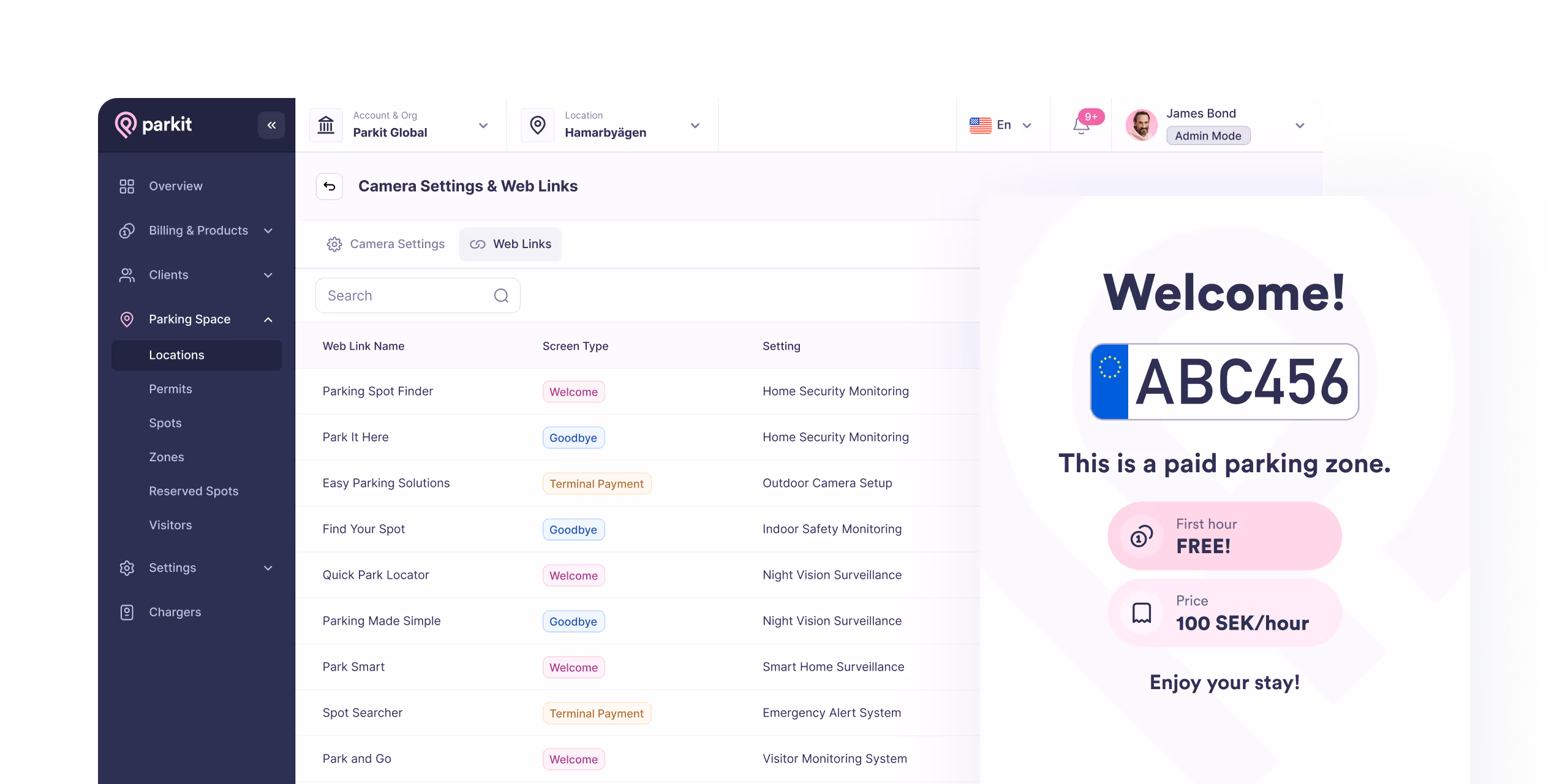 Informational screens: parkit app screenshots