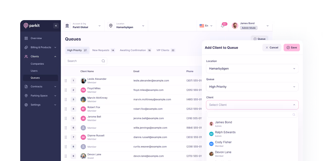 Automate waiting lists (parkit app screen)