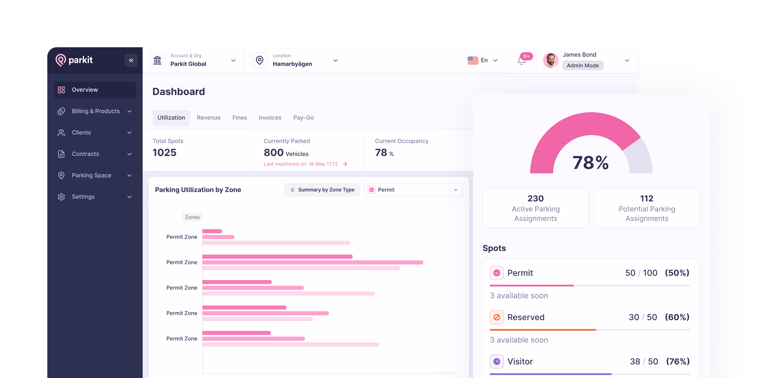 Track real-time occupancy (parkit app screen)