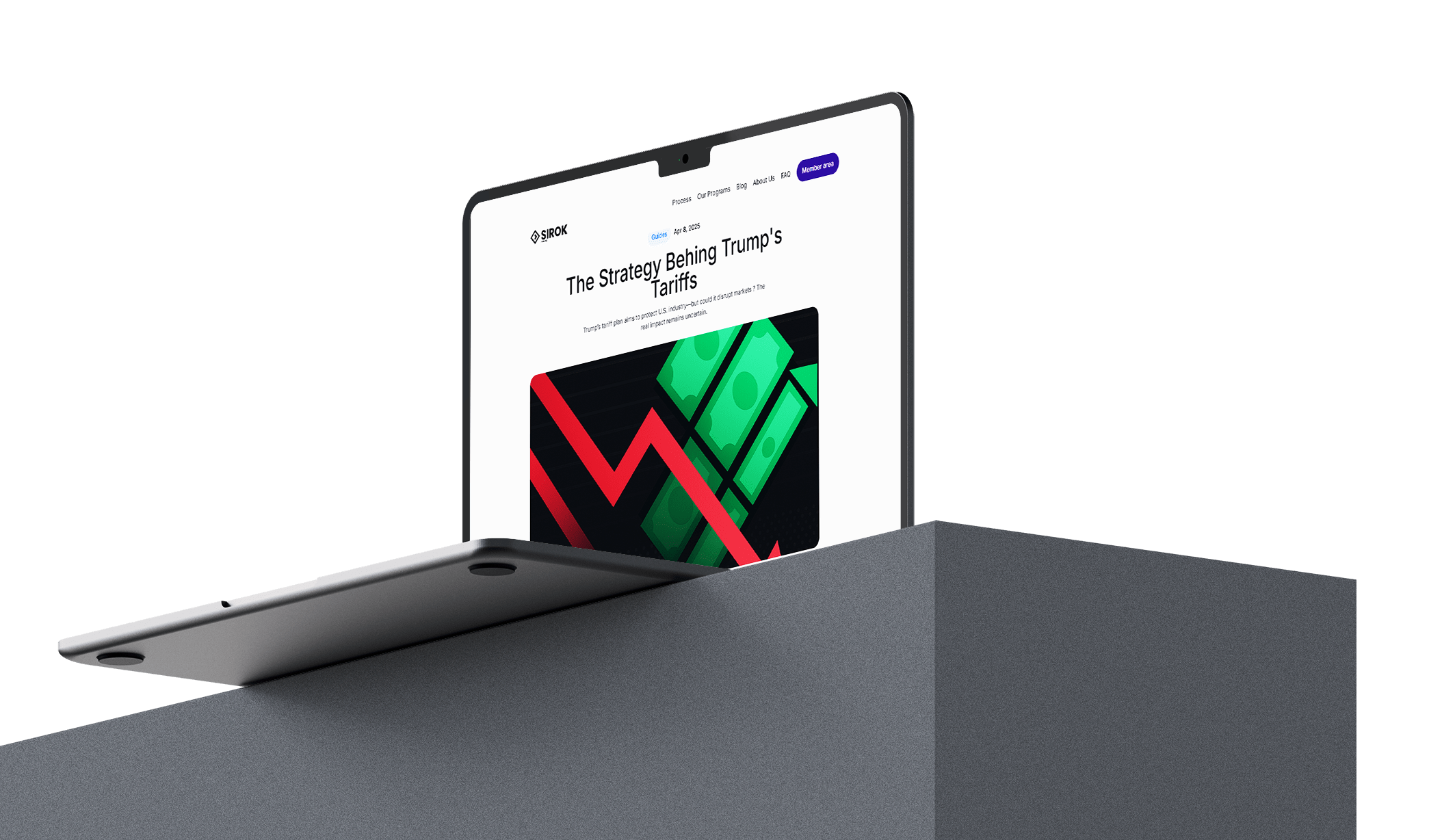 A laptop displaying the Sirok Futures blog