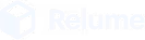 Relume brand logo with cube icon.