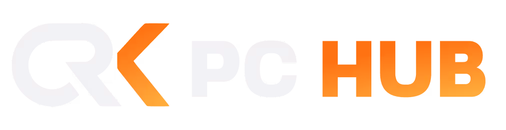 PC HUB logo with stylized letter Q and orange gradient text.