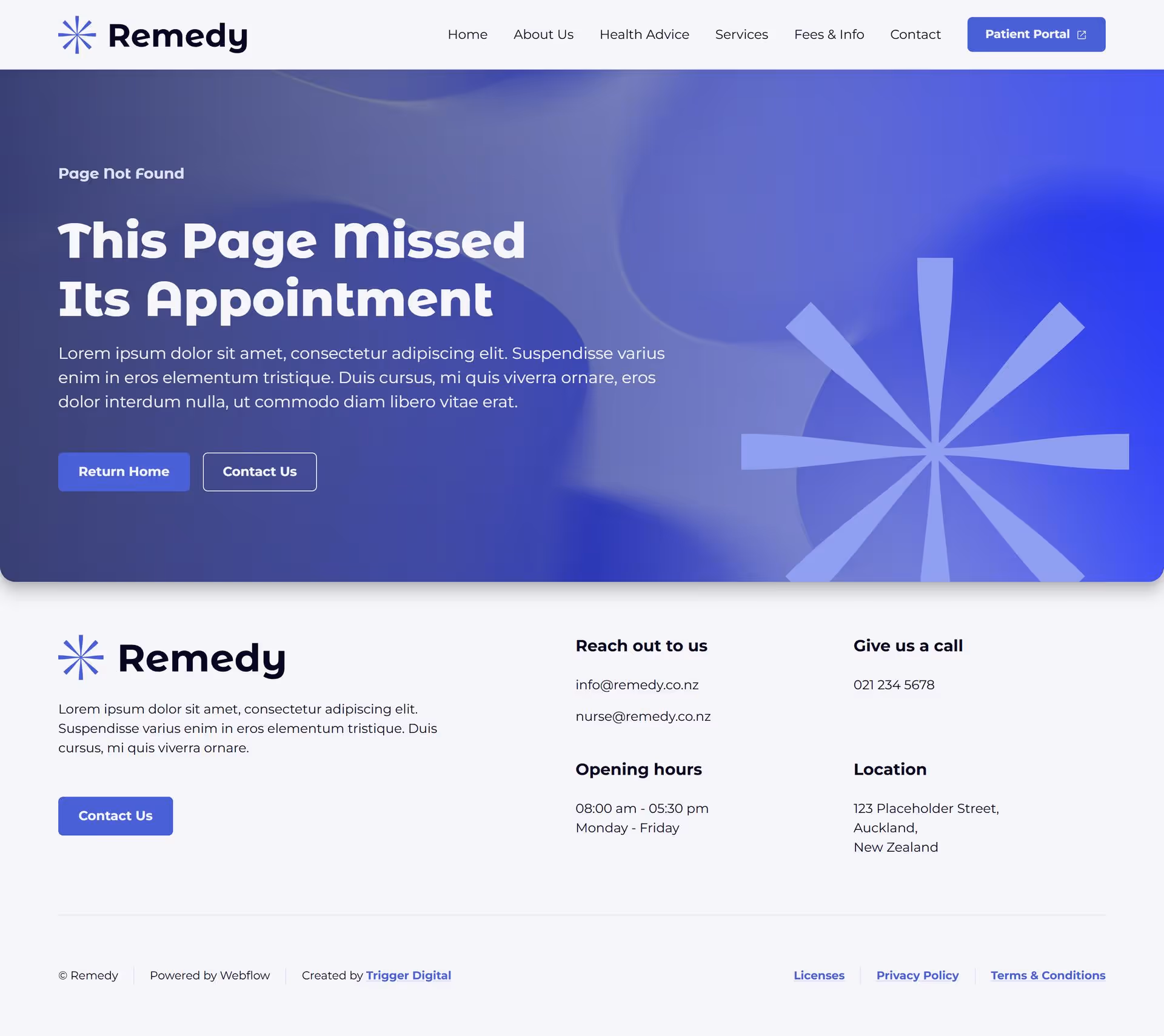 Mockup of the 404 page