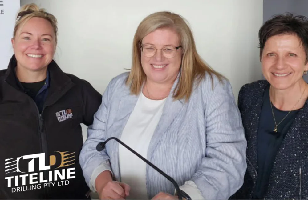 A photo celebrating Titeline's Dona Carter having been named Victorian Women in Resources 2025 Gender Diversity Champion