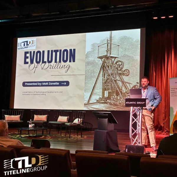 Titeline CEO, Matt Zanette presenting on-stage at the recent Australian Institute of Geoscientists (AIG) Victoria Round Up