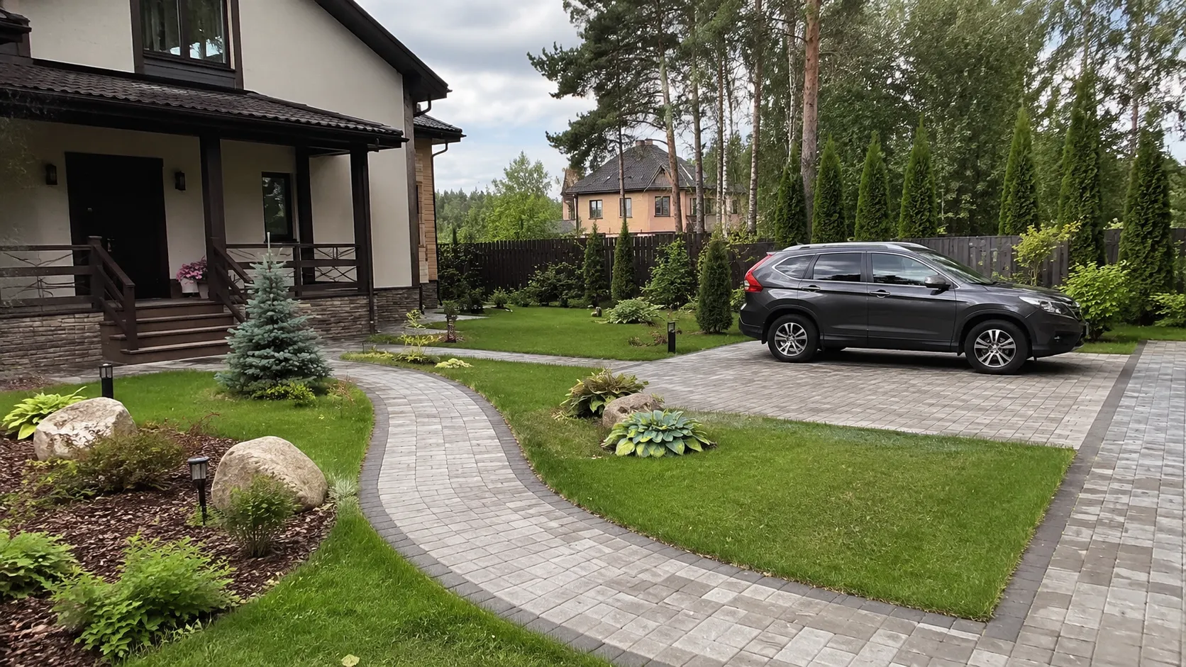 Дорожки и парковка на частном участке