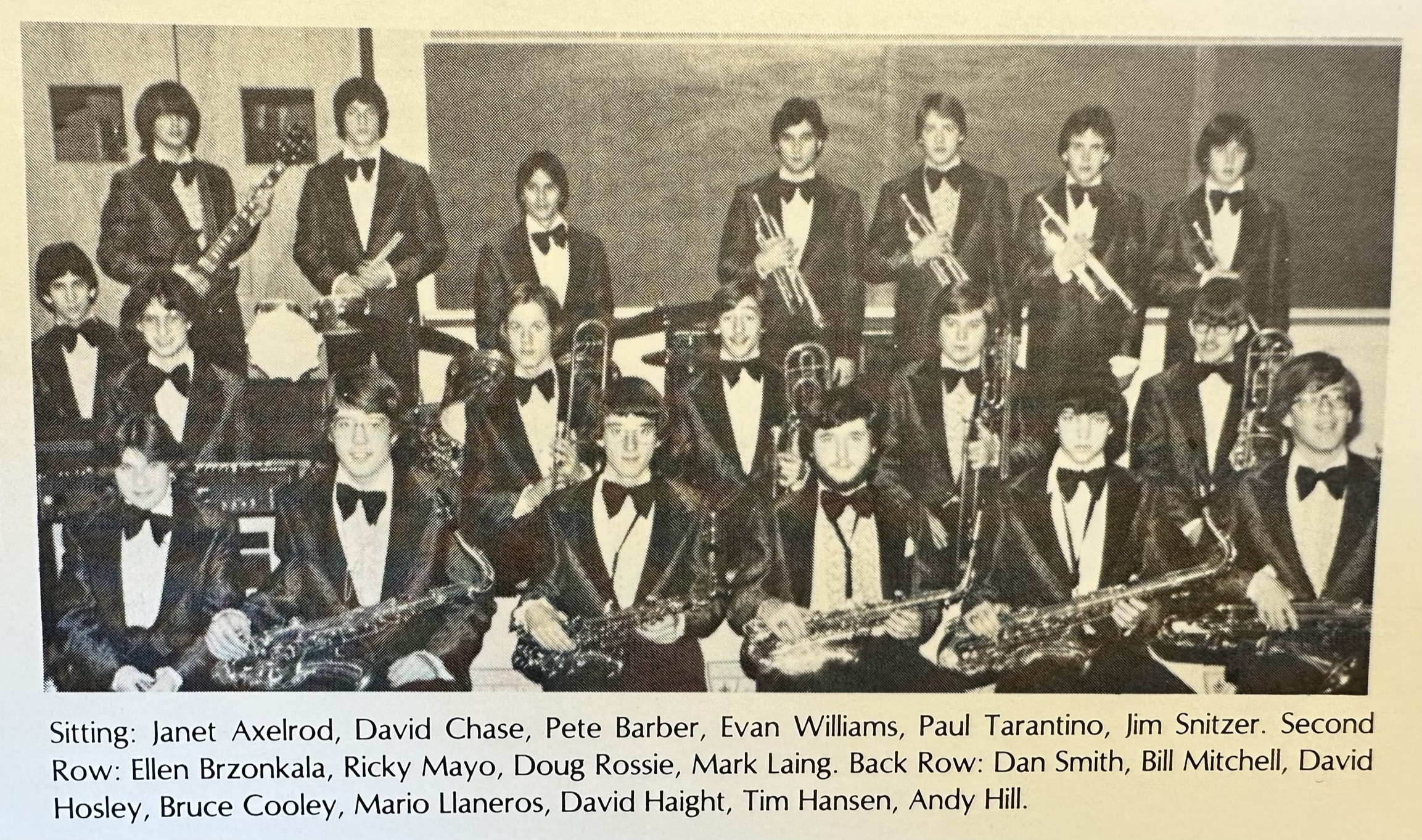 Woodson High School, Fairfax, Virginia. This is, as you may have guessed from the bow ties, the very height of fashionable in 1980. The jackets are crushed velvet with a blue rose pattern. I played Alto Sax starting in 5th grade, then moved to Tenor in 7th grade. By 10th grade, as you can see here, I was the height of jazzy hipness. The best part is that to my right sits flautist Janet Axelrod, who, four decades after this photo was taken, commissioned a piece for her album Act One. Special shout-out to the great T.T. Lawrence, our intrepid and very patient band teacher.