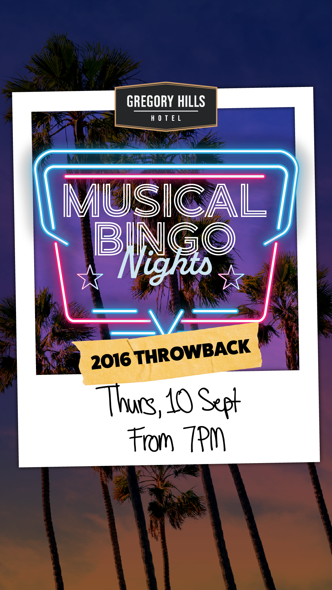 MUSICAL BINGO - 2016 THROWBACK