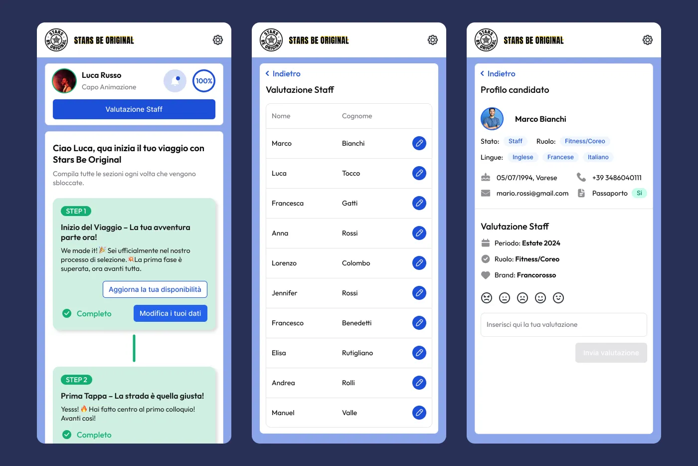 Two screens showing the same user's profile and the same user's profile.