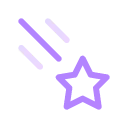 Purple shooting star icon with trailing streaks.