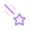 Purple shooting star icon with trailing streaks.