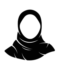 Silhouette icon of a woman wearing a hijab.