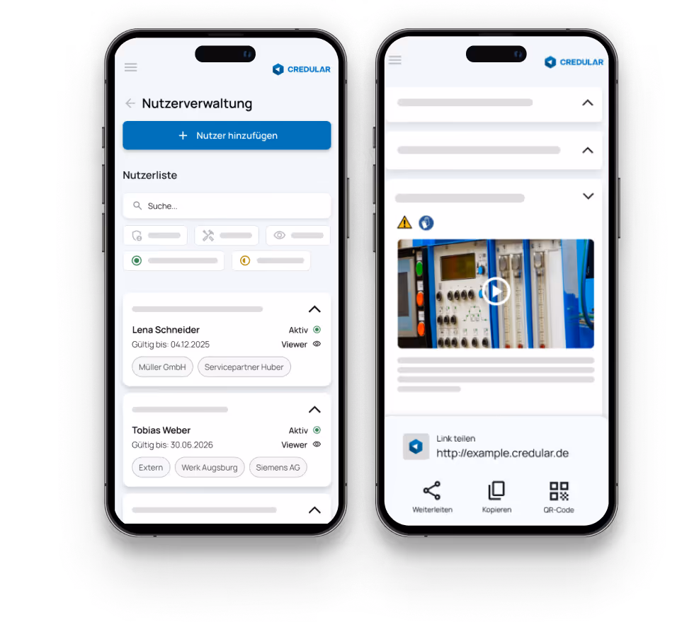Nutzerverwaltung Credular App Smartphone