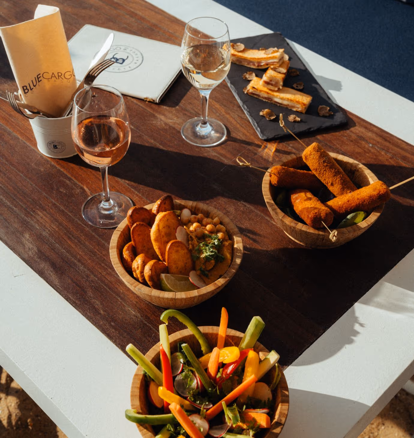 Blue Cargo Basque Coast cheese and wine platter