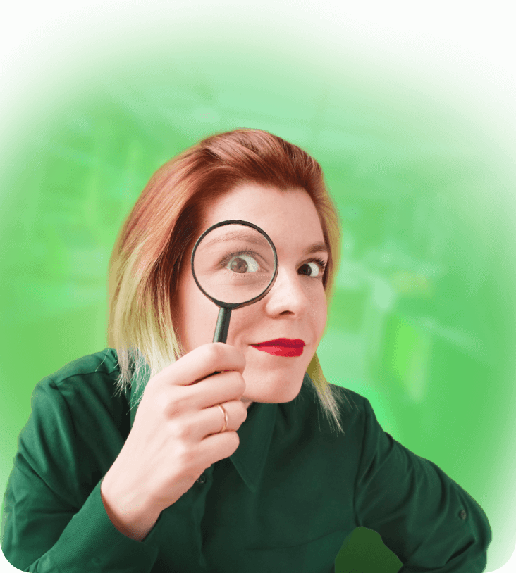 Ilustracja - Kobieta trzymająca lupę