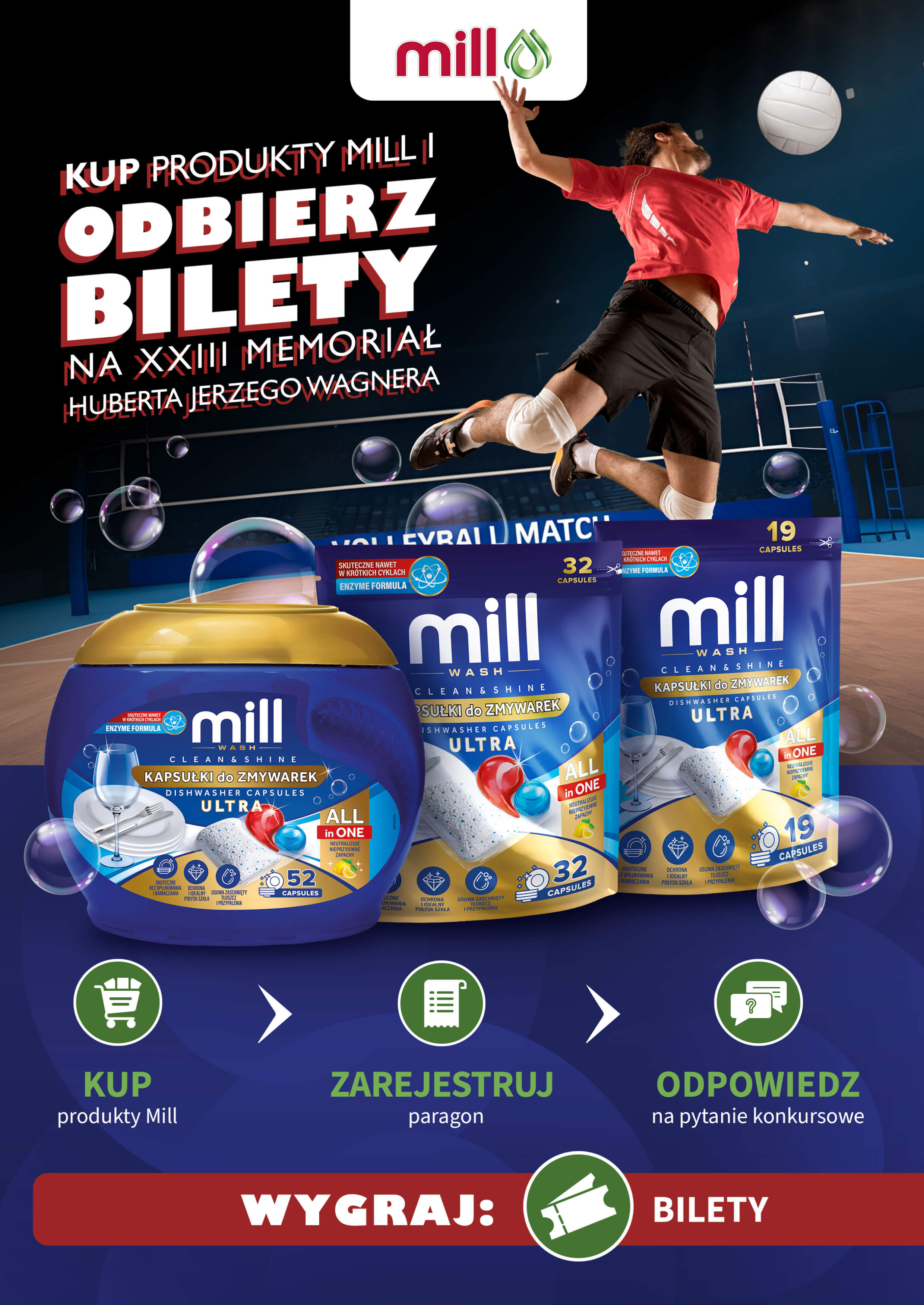 Wizualizacja Konkursu Mill z okazji XXIII memoriału Wagnera, zawierająca szczegóły dotyczące konkursu