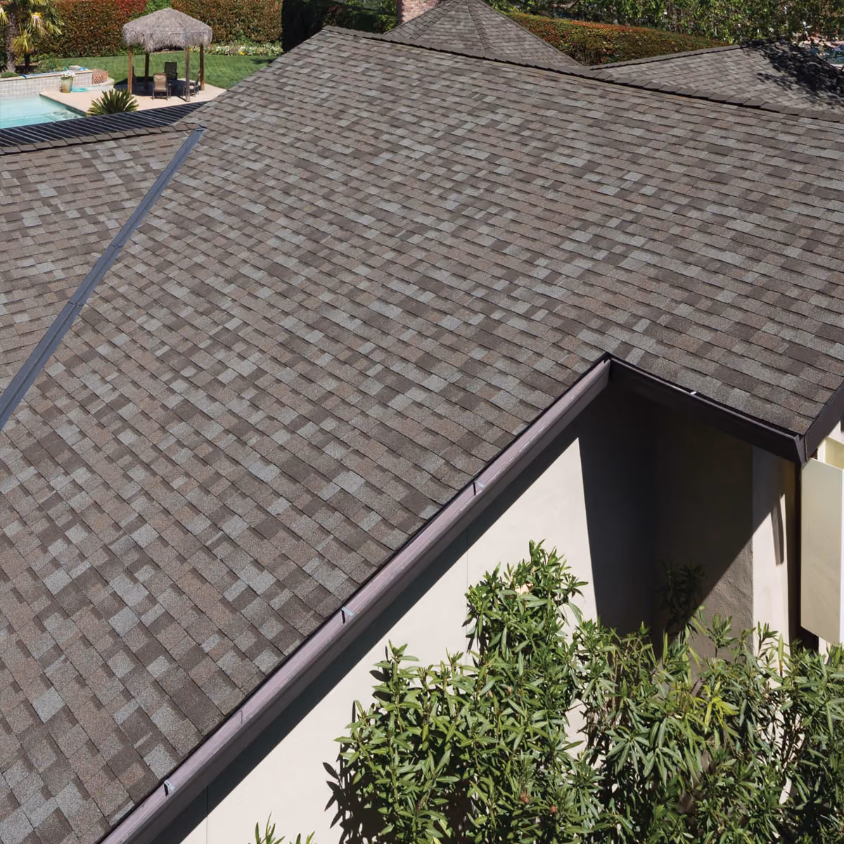 New gray asphalt shingle roof replacement project