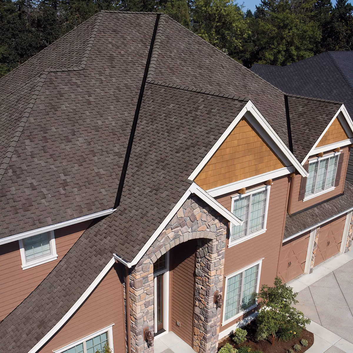 Luxury brick home roof replacement by Scott’s Roofing