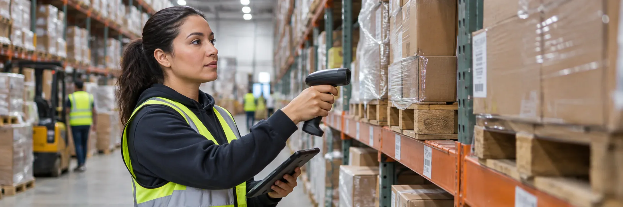 Warehouse worker scanning inventory, placed by Ad-Vance, a national warehouse staffing agency