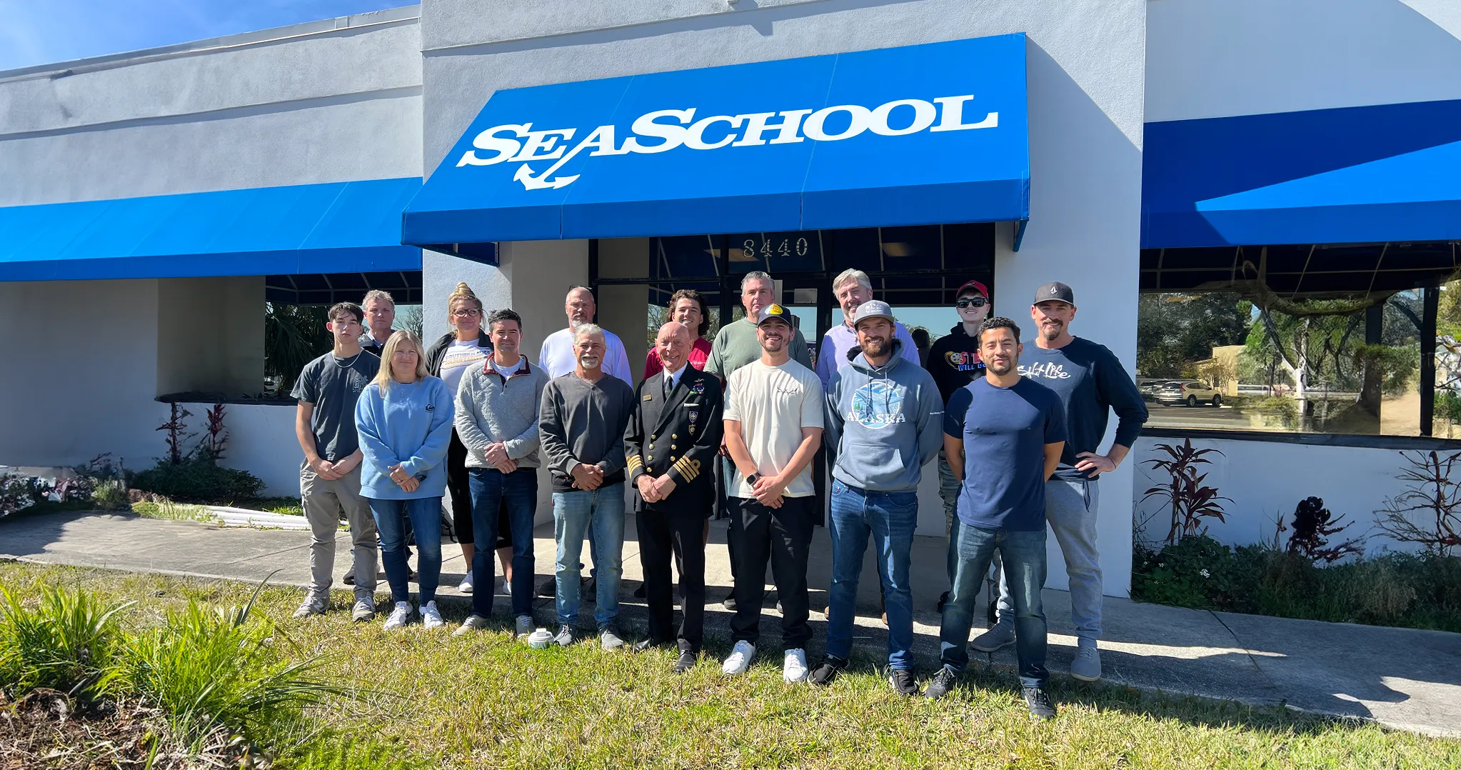 A group photo of Sea School members