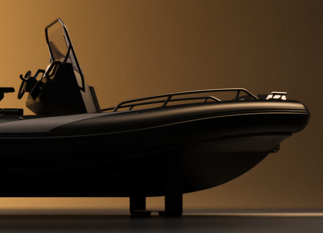 Modern bold design, aluminium hull of of RIB boat