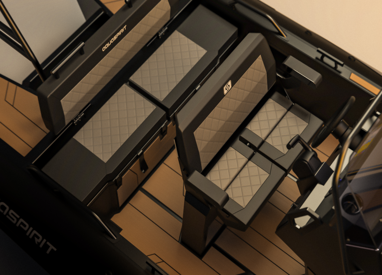Ergonomic seatings in aluminium boat s585