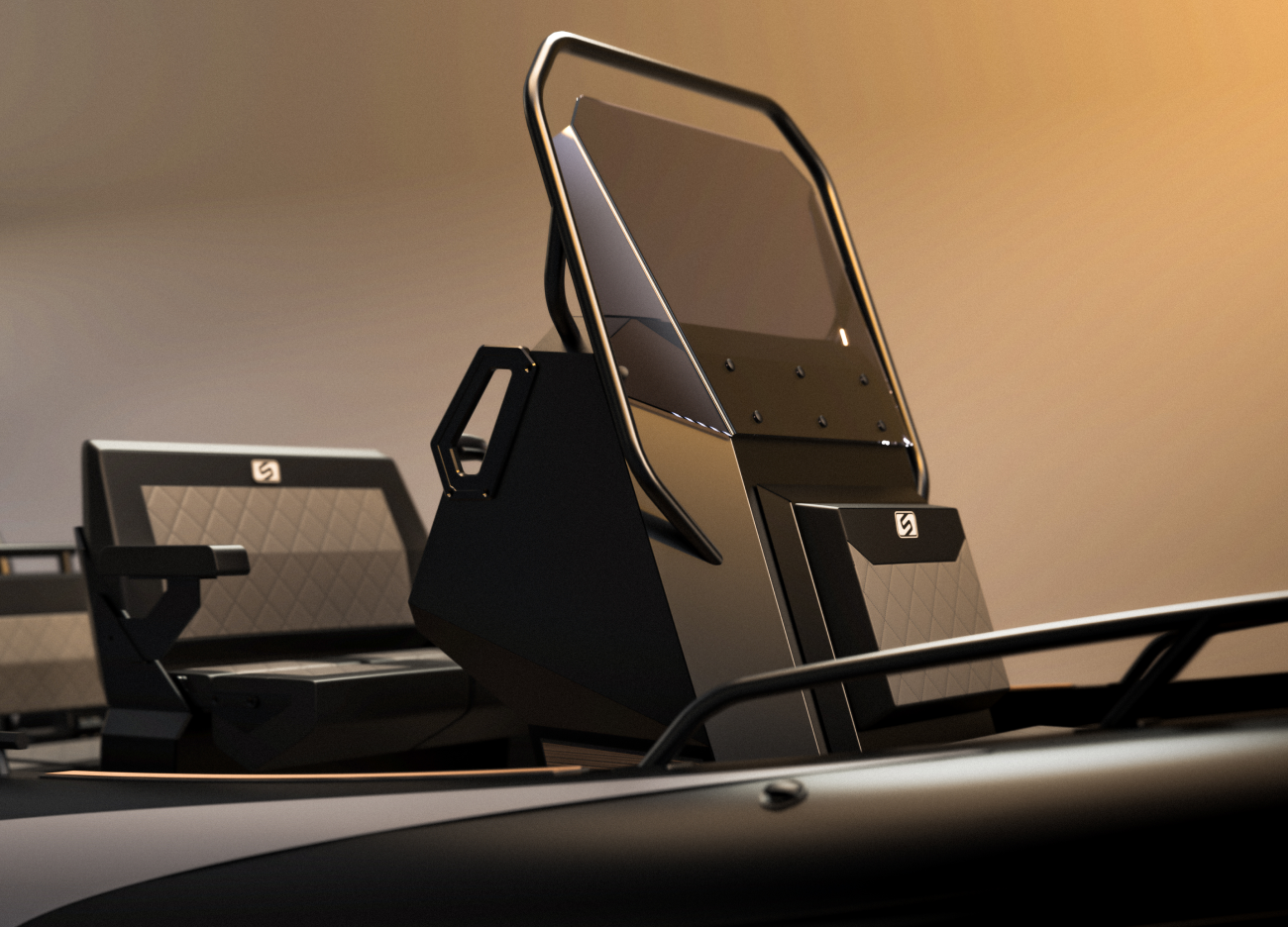 Dasboard and central console of premium aluminium RIB boat, Aquiaspirit s585 