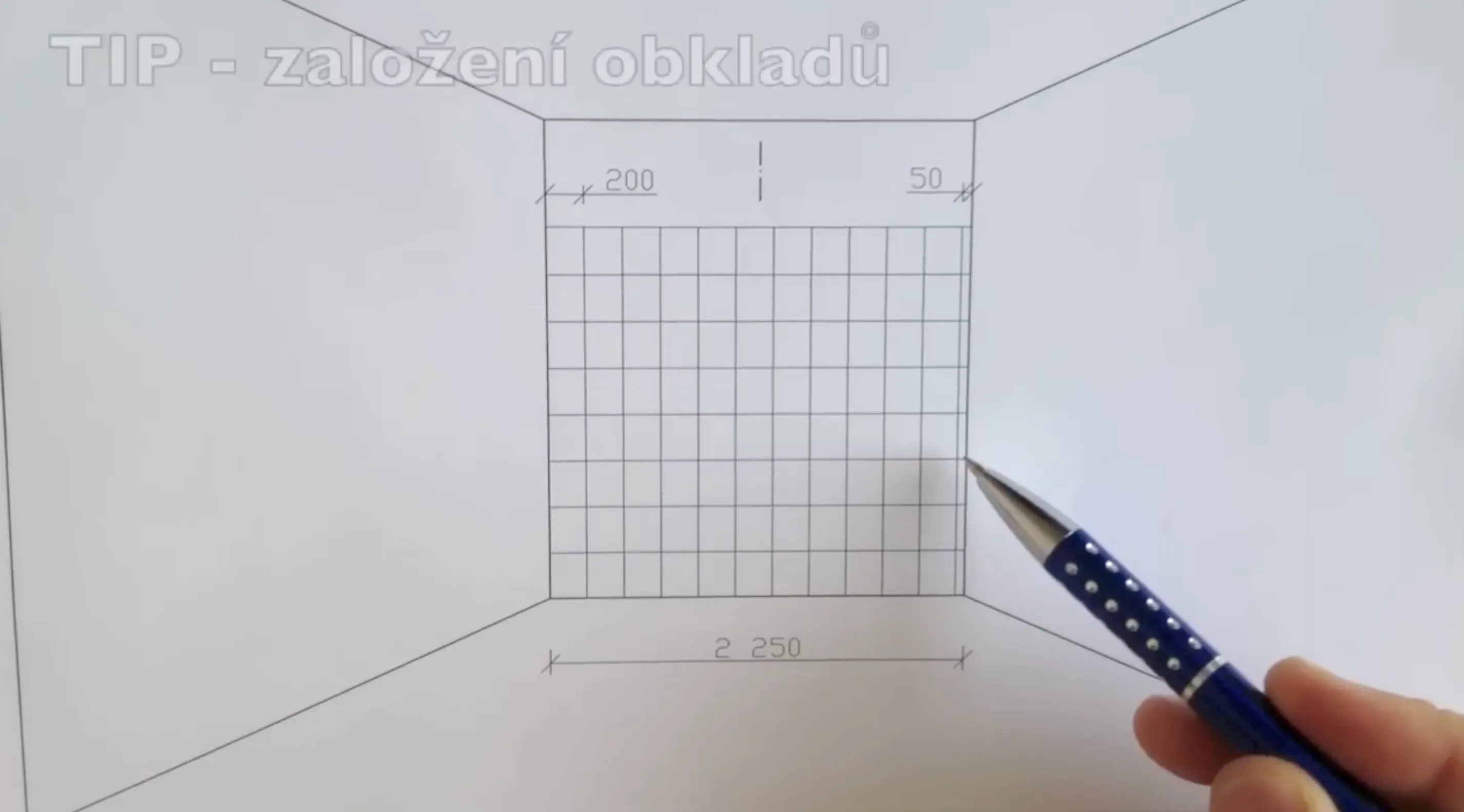 screenshot z videa – nákres obkladů