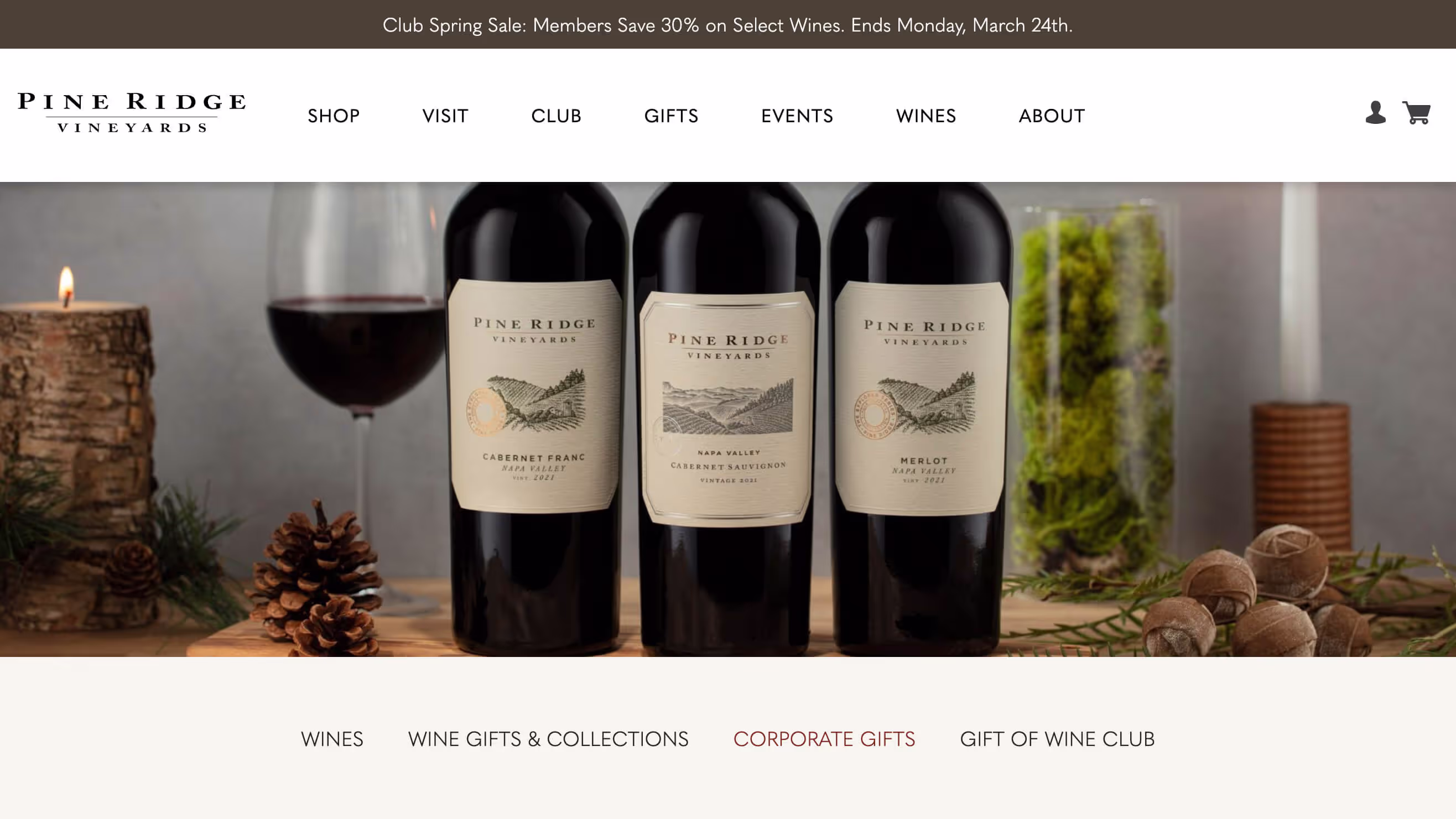 Pine Ridge Vineyards website