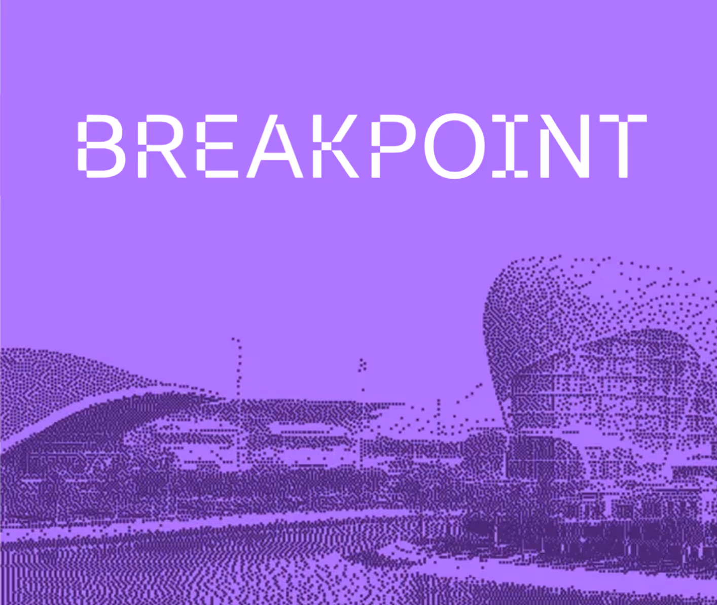 Stylised Breakpoint conference illustration used for Solana Breakpoint, featuring abstract architecture and event branding