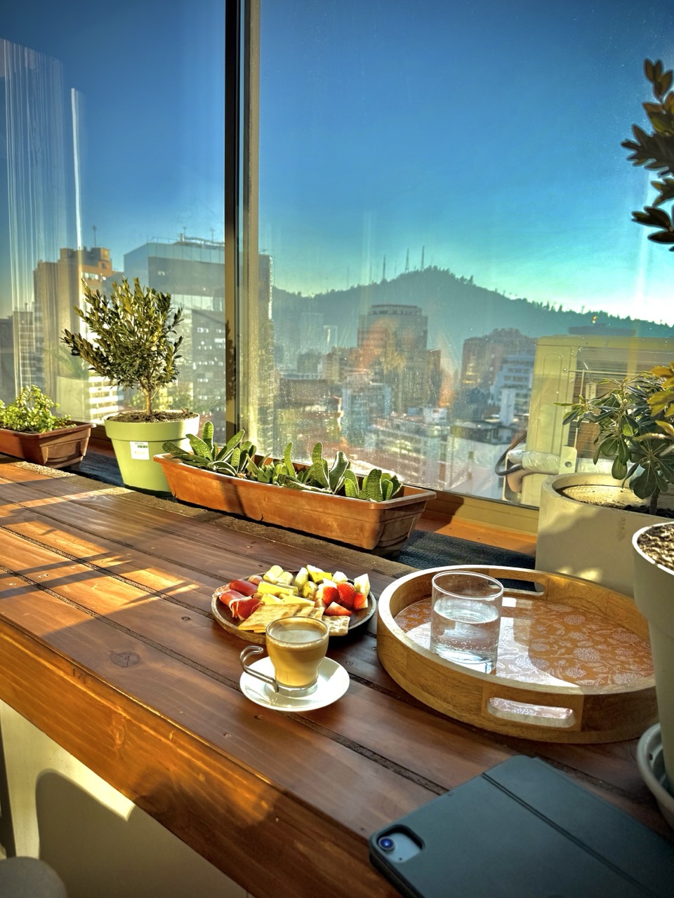 Sunroom at Suite152 with espresso and light breakfast