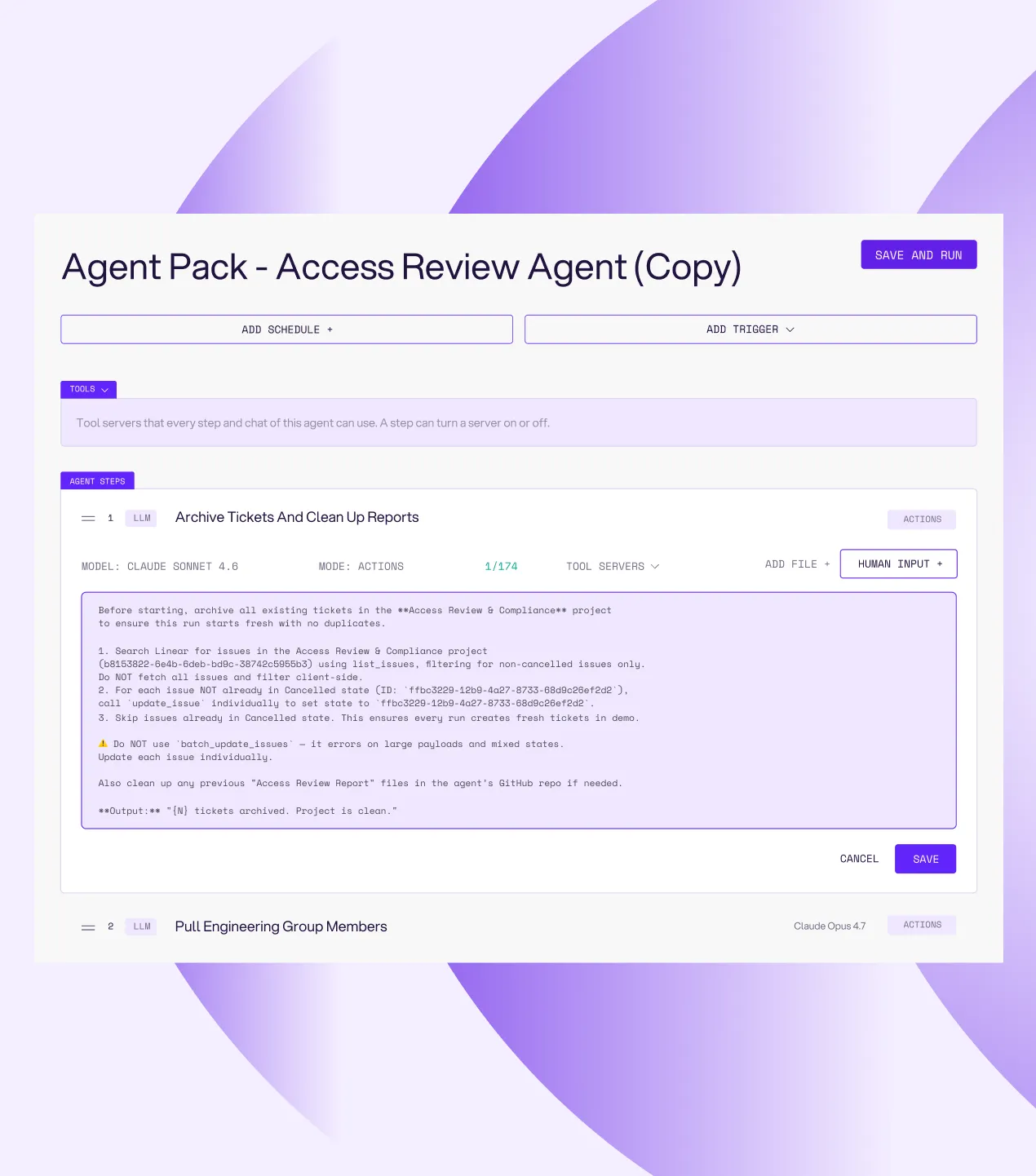 AI estate dashboard: 1,191 agents discovered across 8 sources in the last 30 days, 329 with no owner, broken down by source with users and monthly spend.