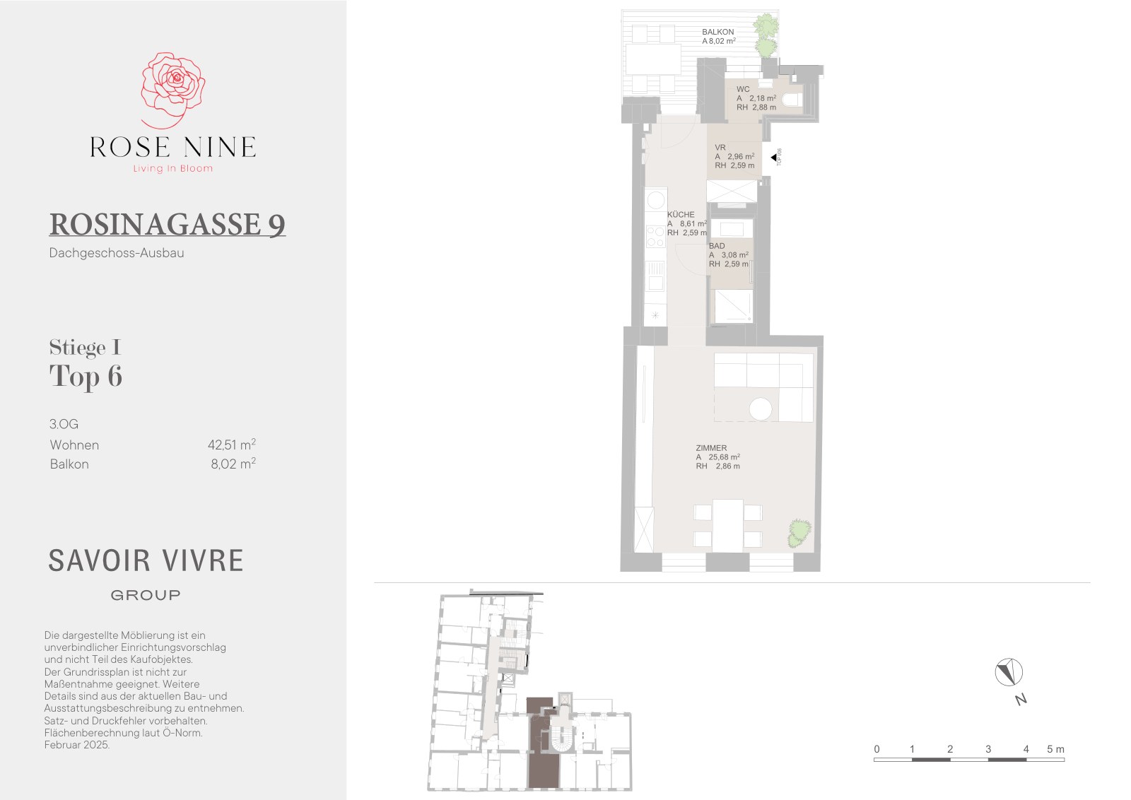 Grundriss ST 1 T 6 — Rose Nine, Rosinagasse 9, 1150 Wien