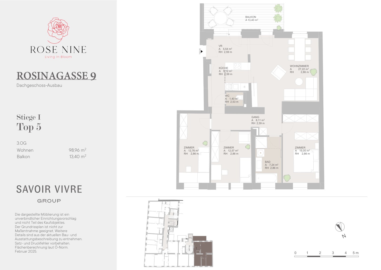 Grundriss ST 1 T 5 — Rose Nine, Rosinagasse 9, 1150 Wien