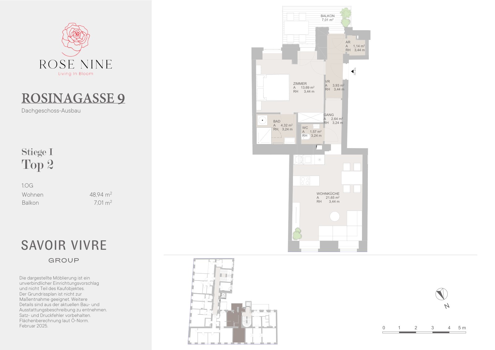 Grundriss ST 1 T 2 — Rose Nine, Rosinagasse 9, 1150 Wien