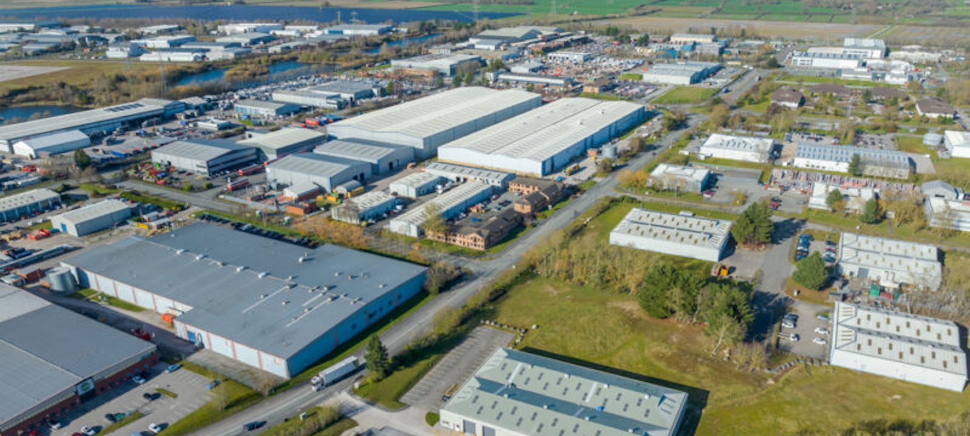 An aerial view of Deeside Industrial Park