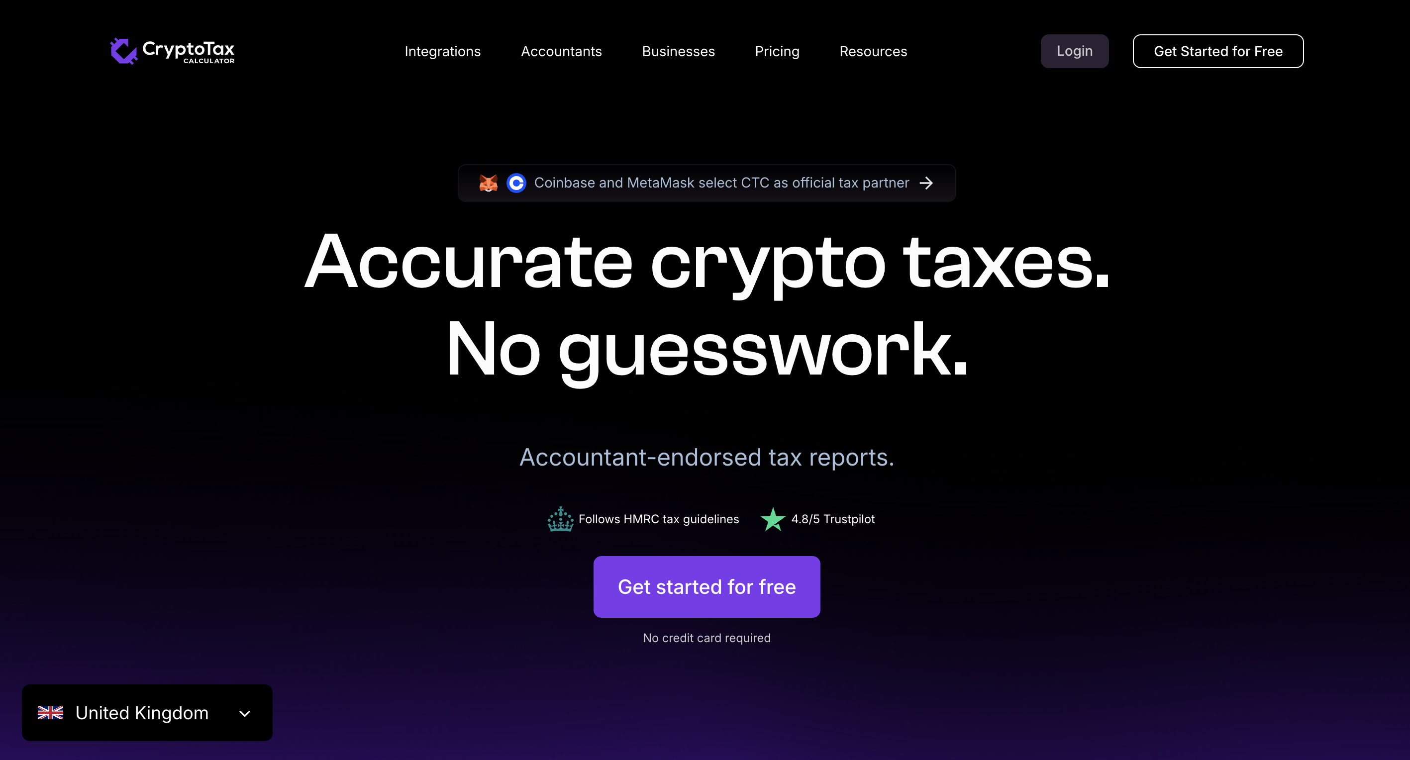 crypto tax calculator homepage