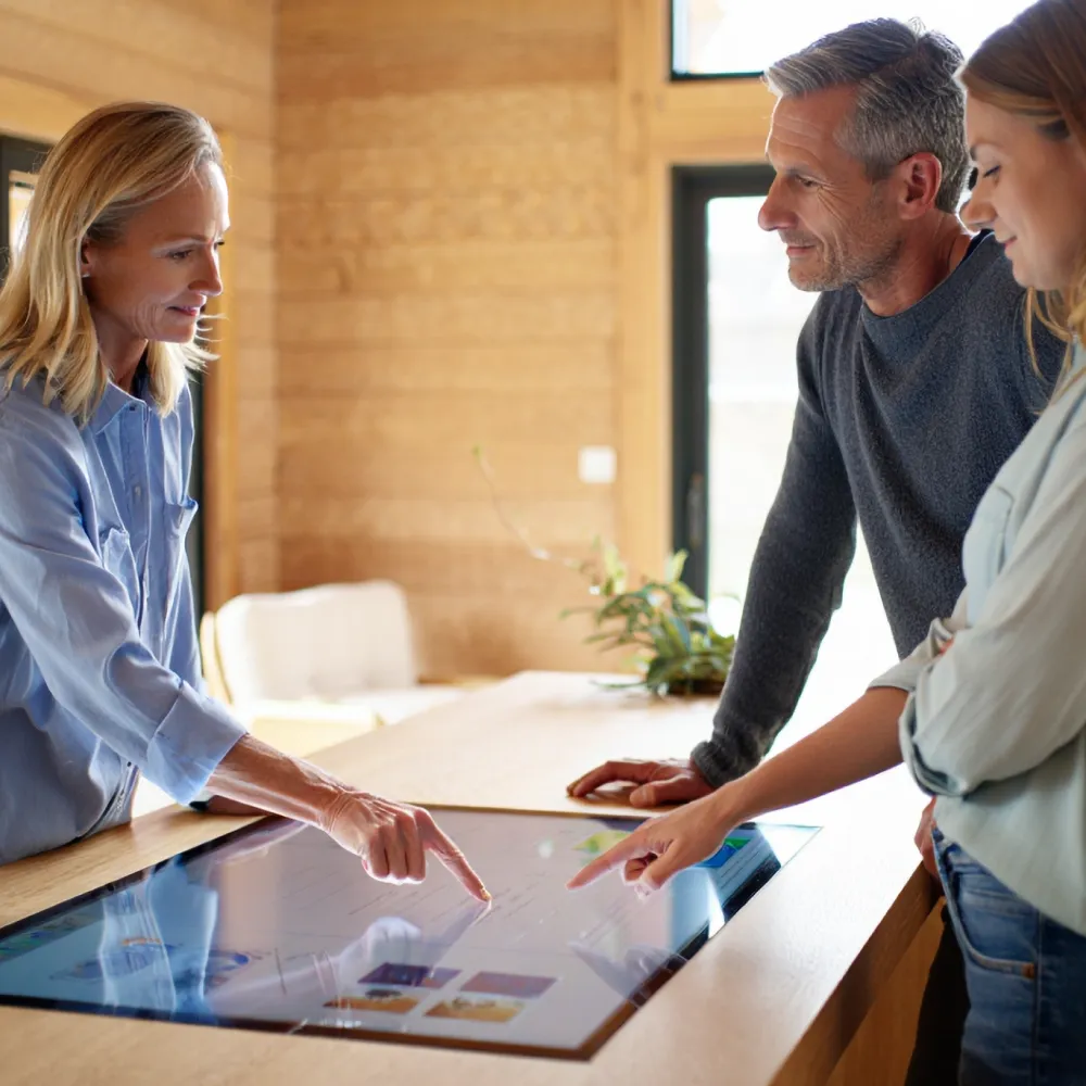 Kunden der Pimcore Agentur für die Baubranche schauen sich eine Pimcore Lösung an