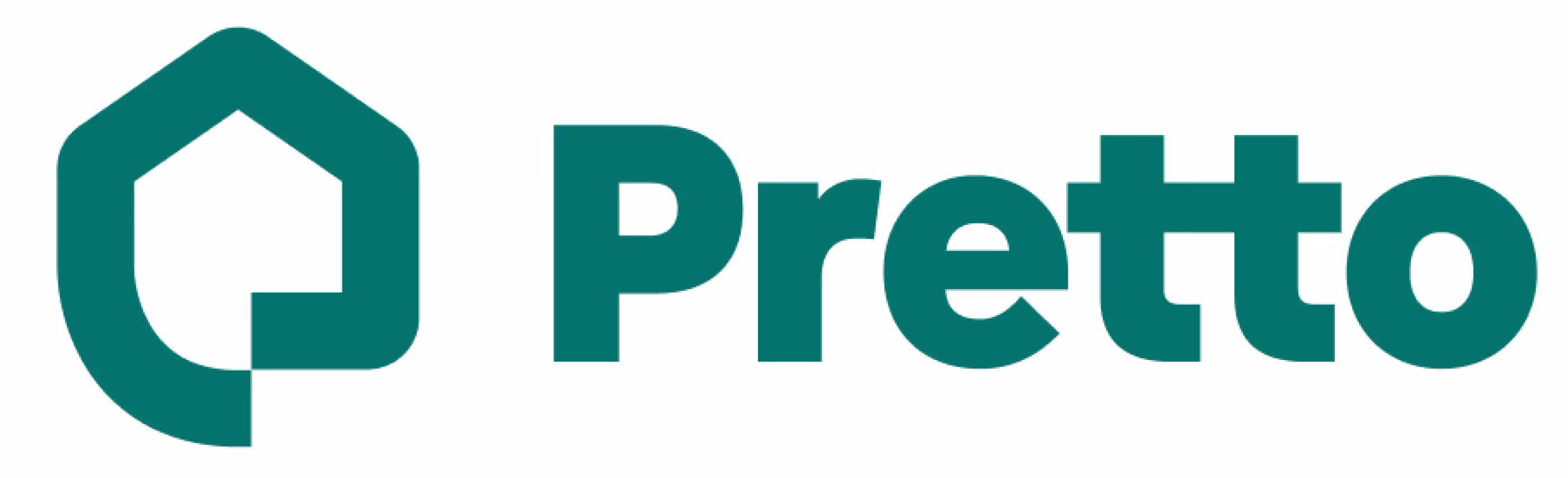 Logo de Pretto avec un symbole de maison stylisée vert.