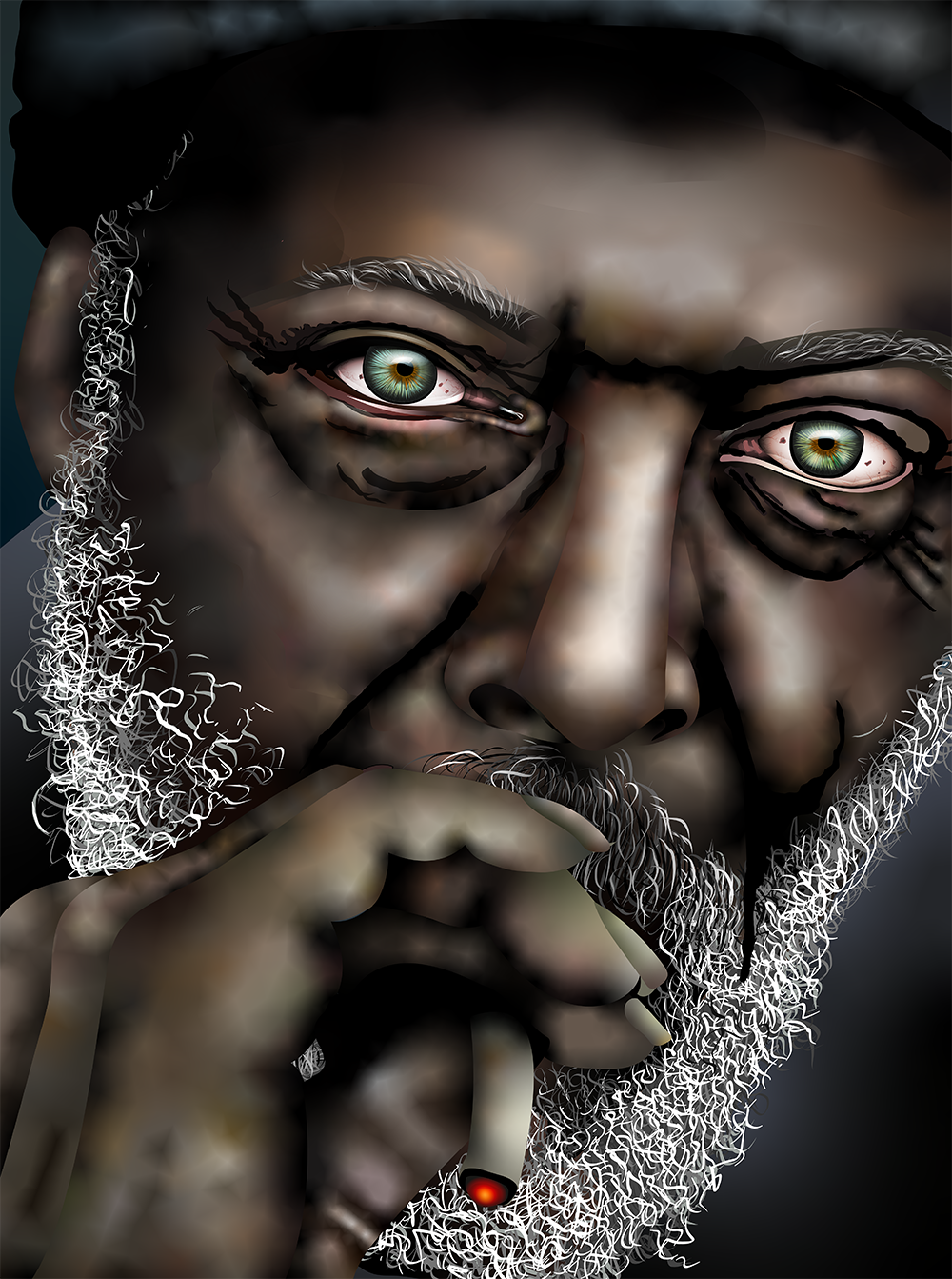 Portrait of a homeless man - Adobe Illustrator