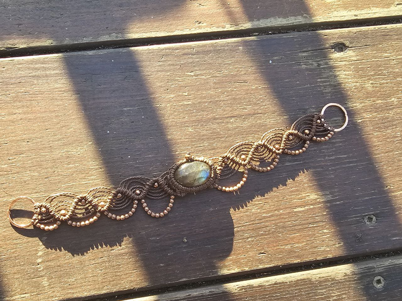 Labradorite and macrame anklet