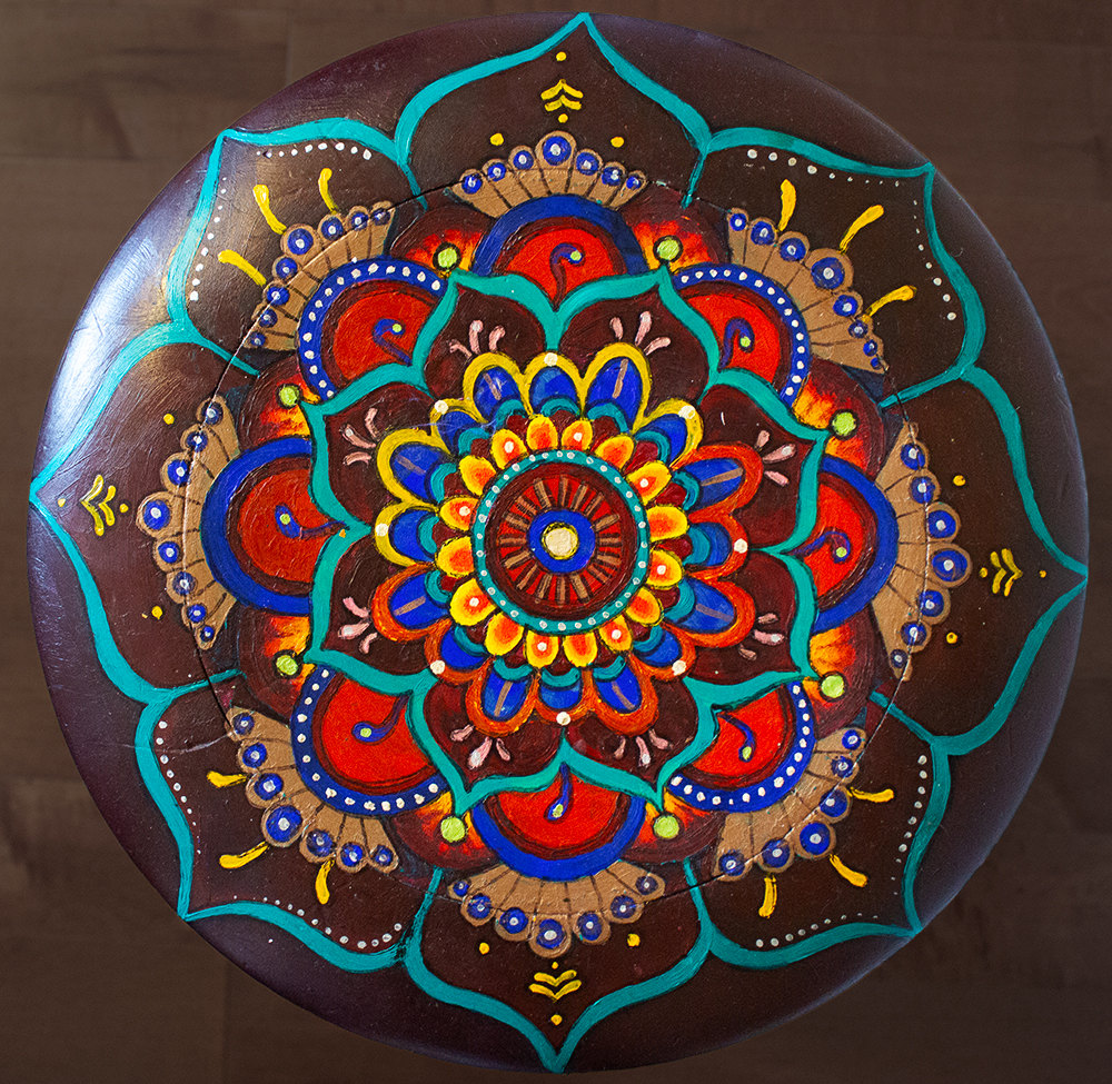 Mandala painted milking stool