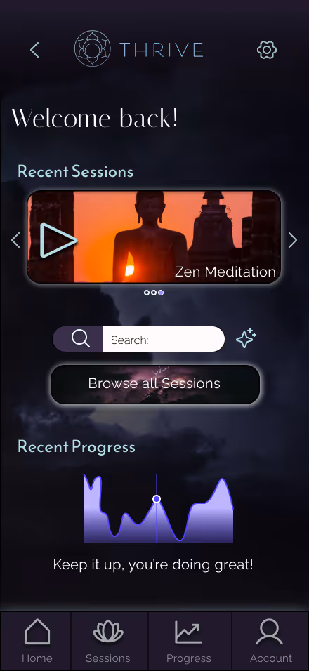 Thrive App - prototype home screen
