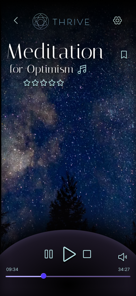 Thrive App - prototype Media Player screen