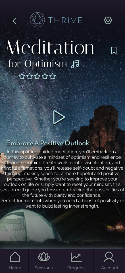 Thrive App - prototype Session details screen