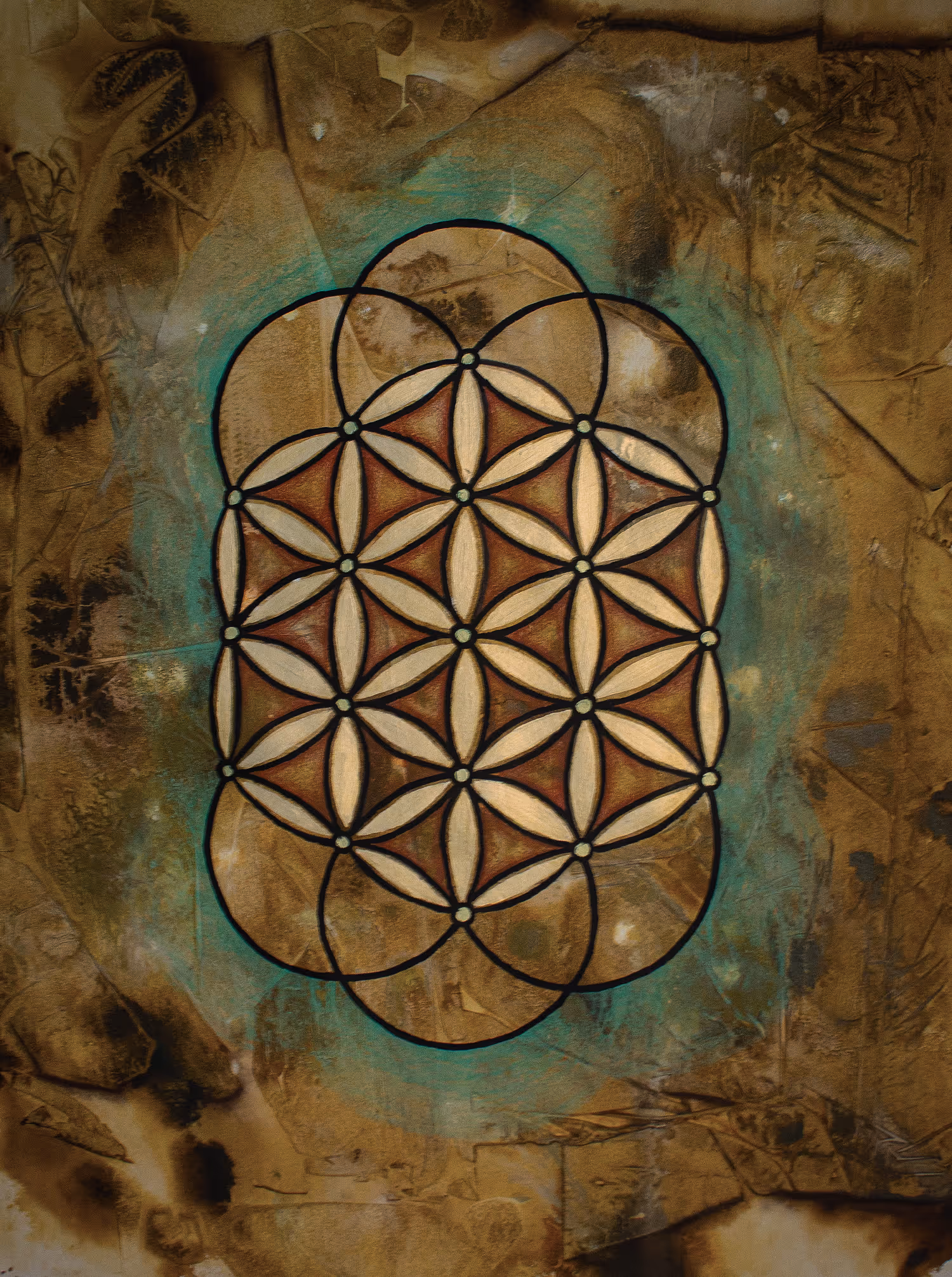 Flower of Life - ink, pastel, acrylic on archival paper