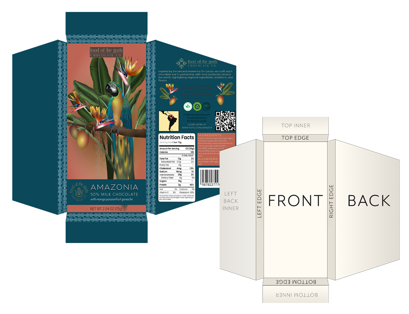 Packaging guidelines and example of label-fold for Food of the Gods