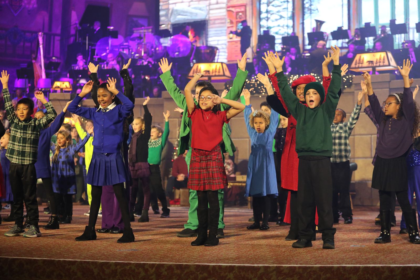 Kids worship choir on stage during a past Christmas presentation at Idlewild