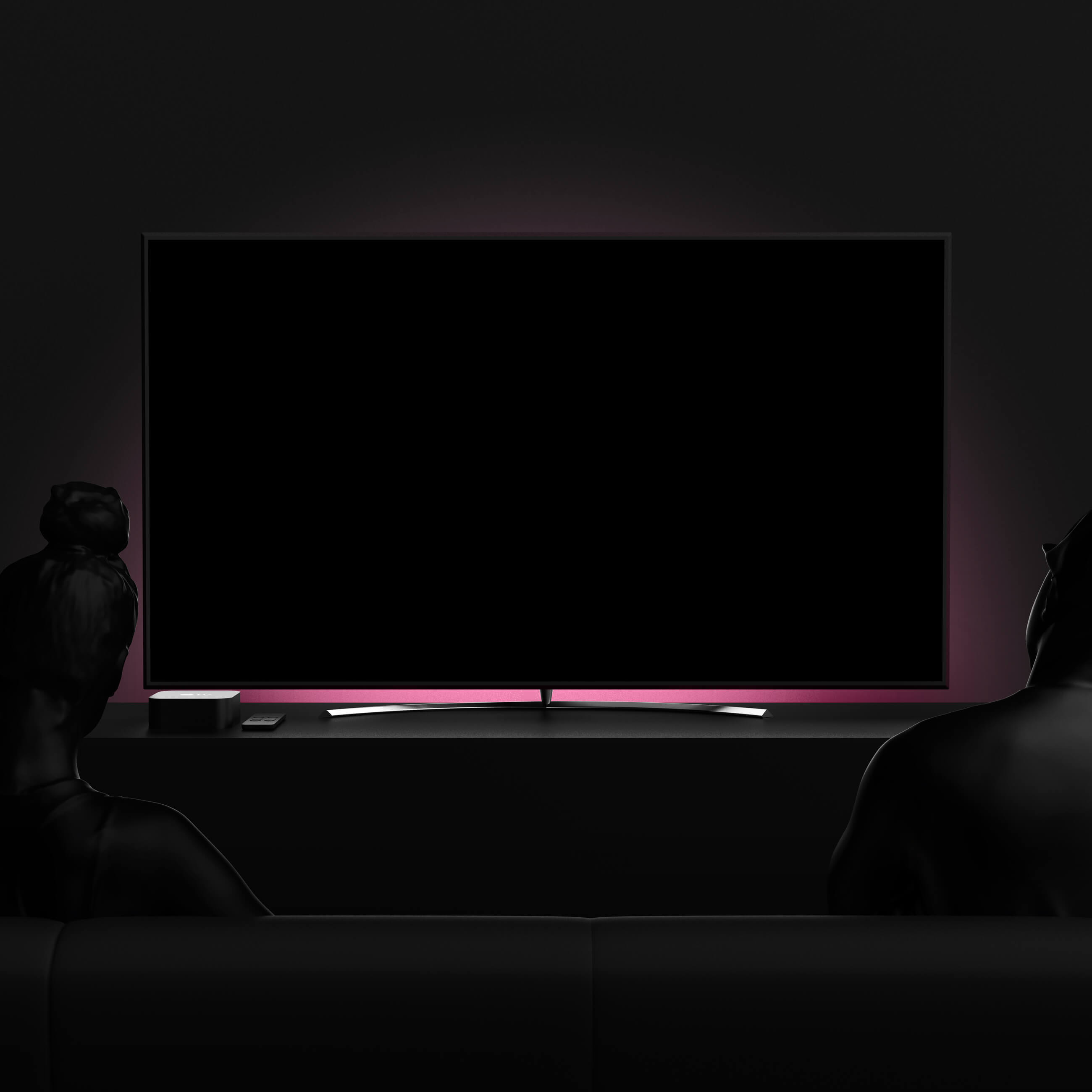 Mockup of a blank TV with solid black screen