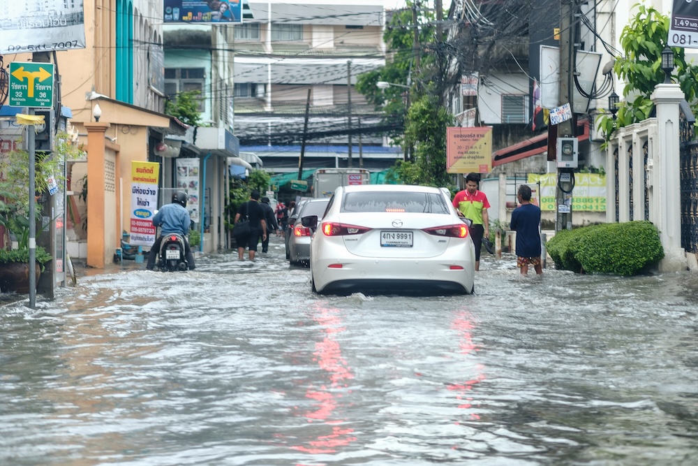 A flooded street